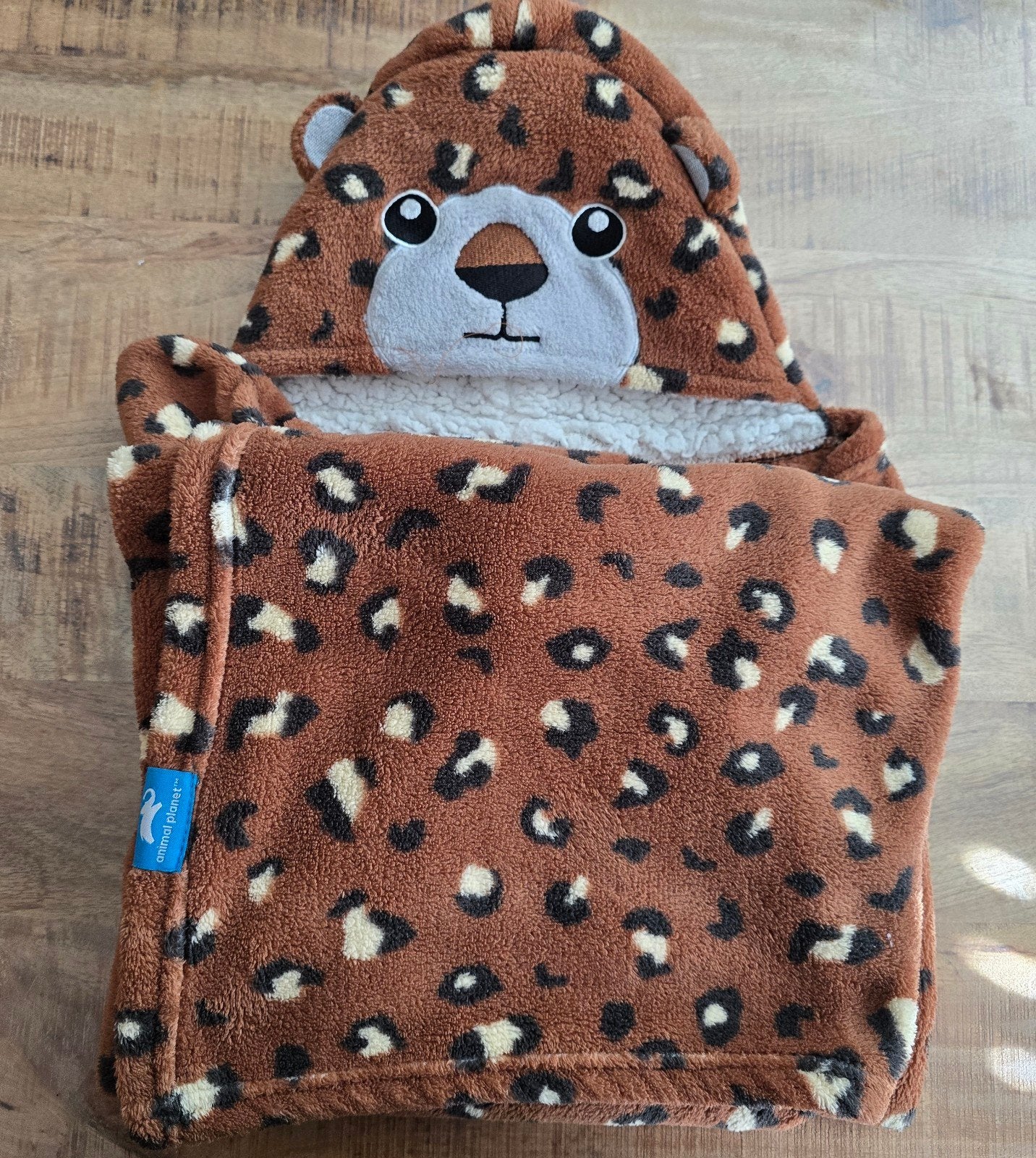 Animal Planet Omslagdeken met Luipaardprint en Capuchon, Ophalen of Verzenden, Zo goed als nieuw, Bruin, Textiel