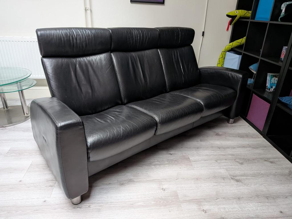Stressless design driezitsbank bioscoopbank, Ophalen, Gebruikt, 150 tot 200 cm, Driepersoons