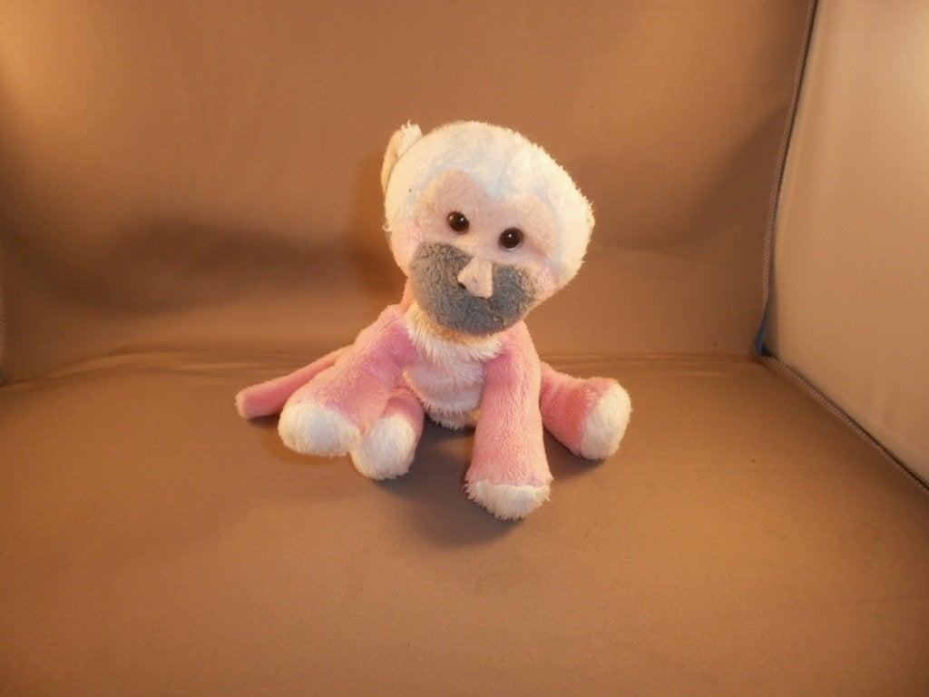 apenheul aap grijs roze wit huidkleurig masker velours 14 cm, Overige merken, Overige karakters, Ophalen of Verzenden, Roze
