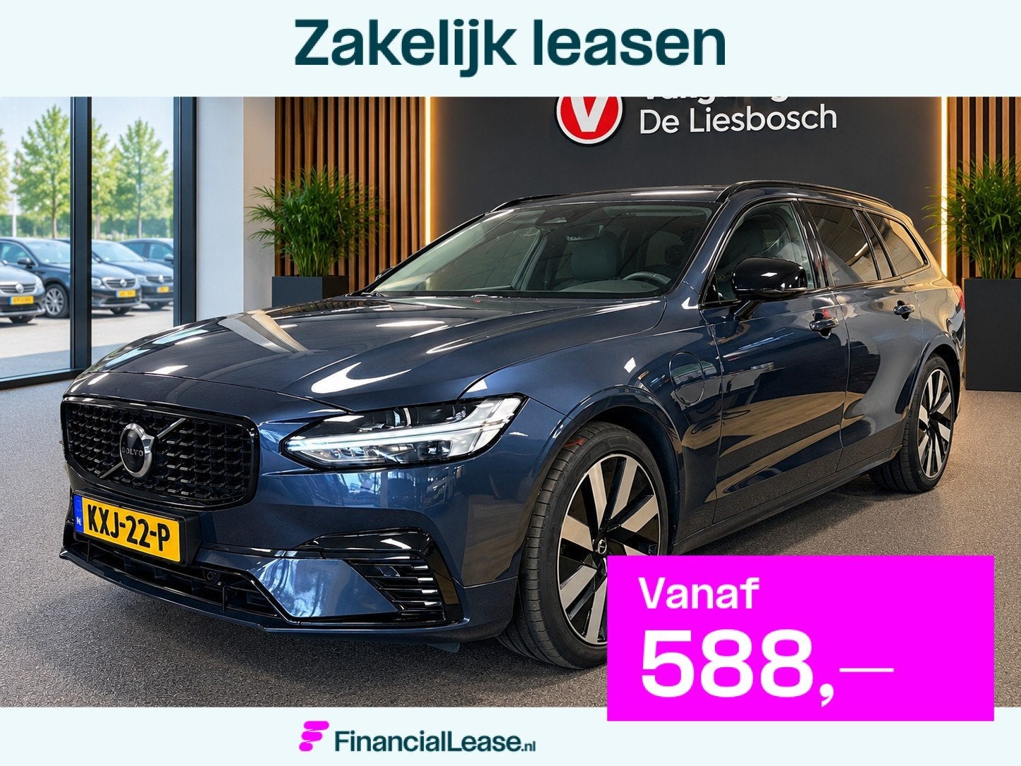 Volvo V90 2.0 T8 Plug-in hybrid AWD Ultimate Dark / Panorama, Automaat, 4 cilinders, Blauw, Hybride Elektrisch/Benzine