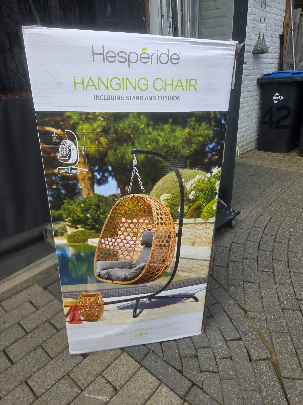 Hespéride Hangstoel met standaard en kussen, Tuin en Terras, Ophalen of Verzenden, Nieuw, Wicker