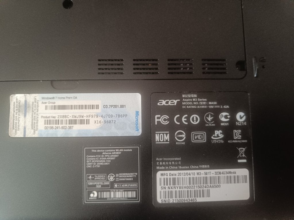 Laptop Acer Aspire M3, Computers en Software, Windows Laptops, Gebruikt, Asus, 8 GB, Minder dan 2 Ghz