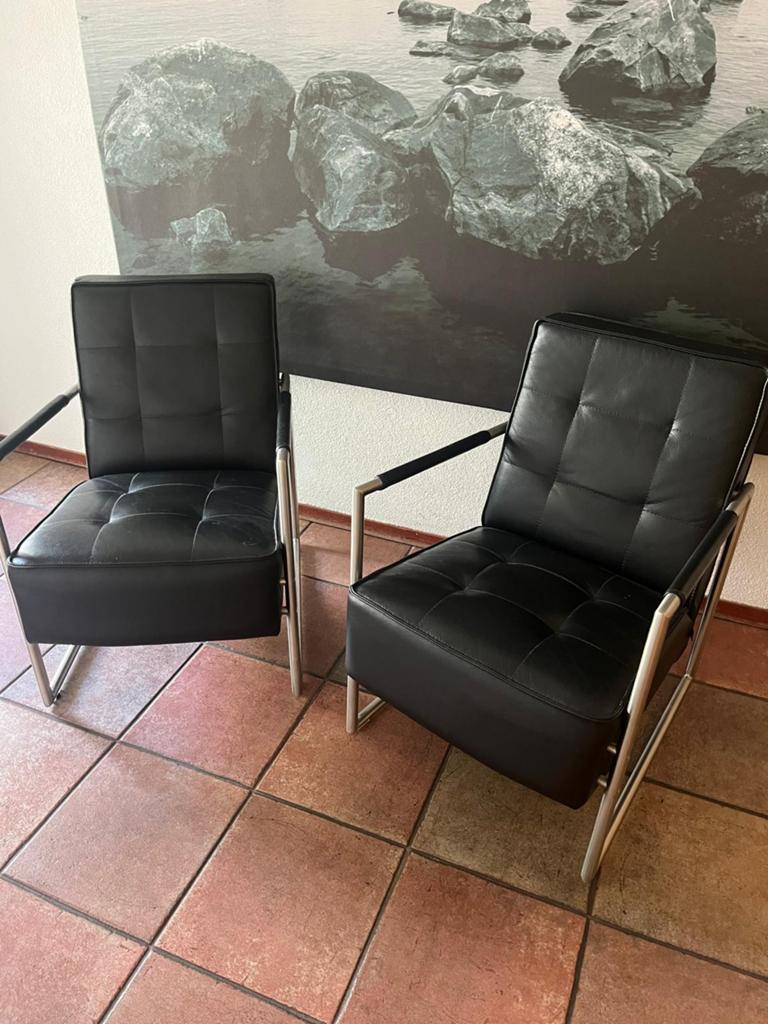 Henders & Hazel retro stoelen, Huis en Inrichting, Stoelen, Ophalen, Zwart, Leer, Twee