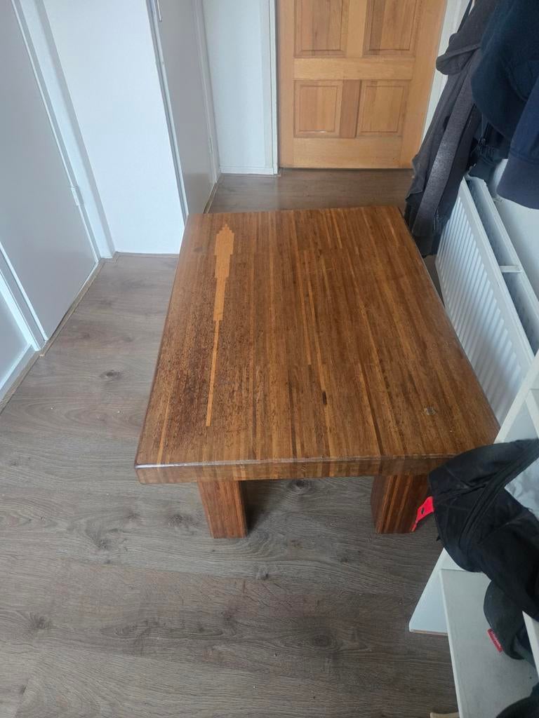 Leuke massief houten salontafel 100x70 cm, Ophalen, Gebruikt, 100 tot 150 cm, 50 tot 100 cm