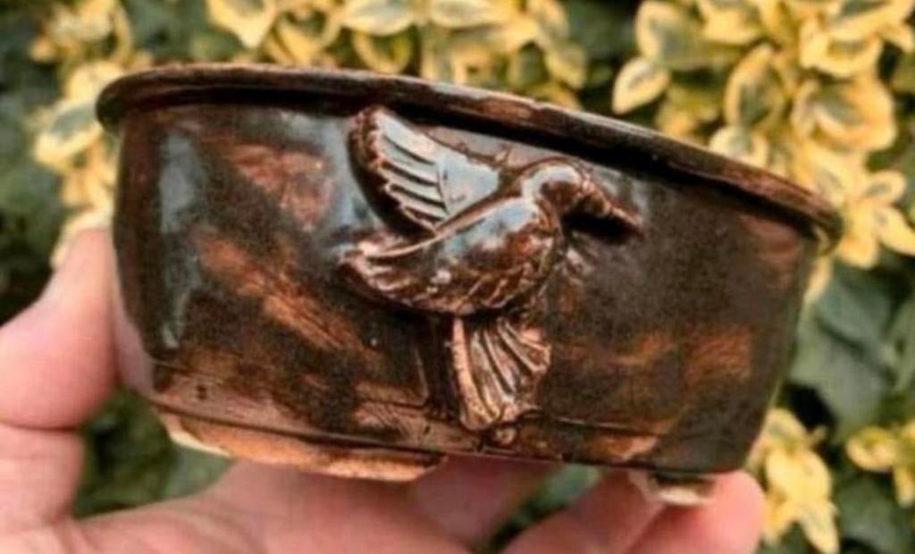 Bonsai schaal ovaal handgemaakt JPC IJsvogel 14,1x10,8x5,2, Tuin en Terras, Nieuw, Ophalen of Verzenden, Overige vormen, Aardewerk