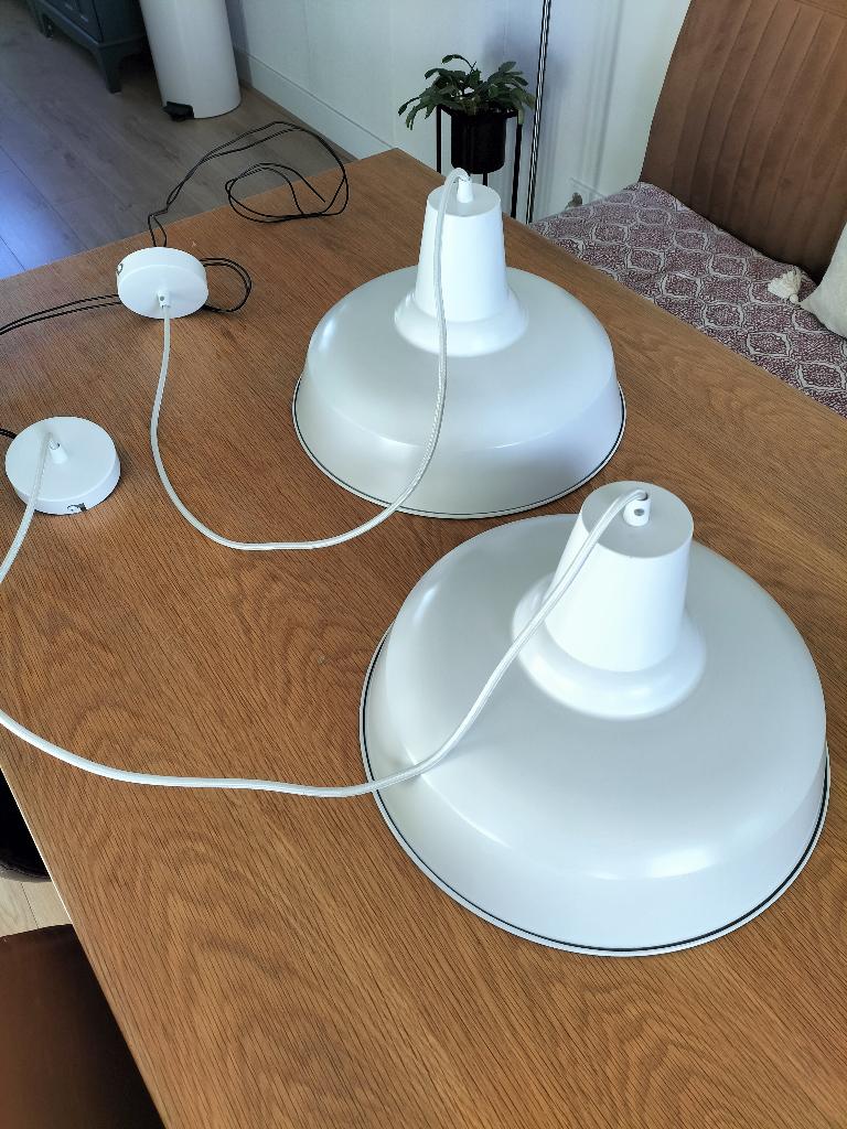 Hanglamp 2 stuks, Ophalen of Verzenden, Zo goed als nieuw, Metaal, Industrieel/modern