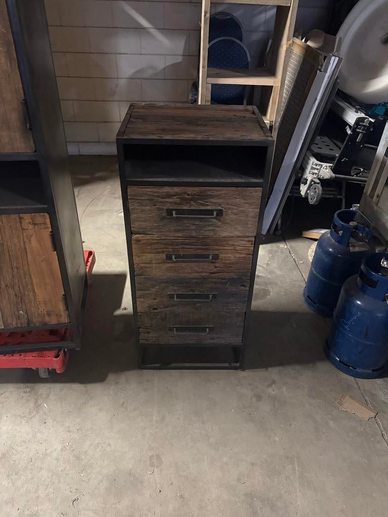 Industriële ladekast/dressoir van drijfhout, Ophalen, Gebruikt, ., 100 tot 150 cm