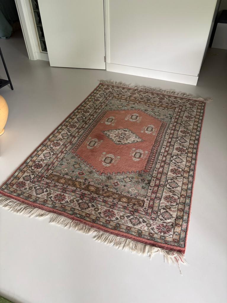 Hand Knotted Turkish Hamedan Wool Rug, Ophalen, Rechthoekig, 200 cm of meer