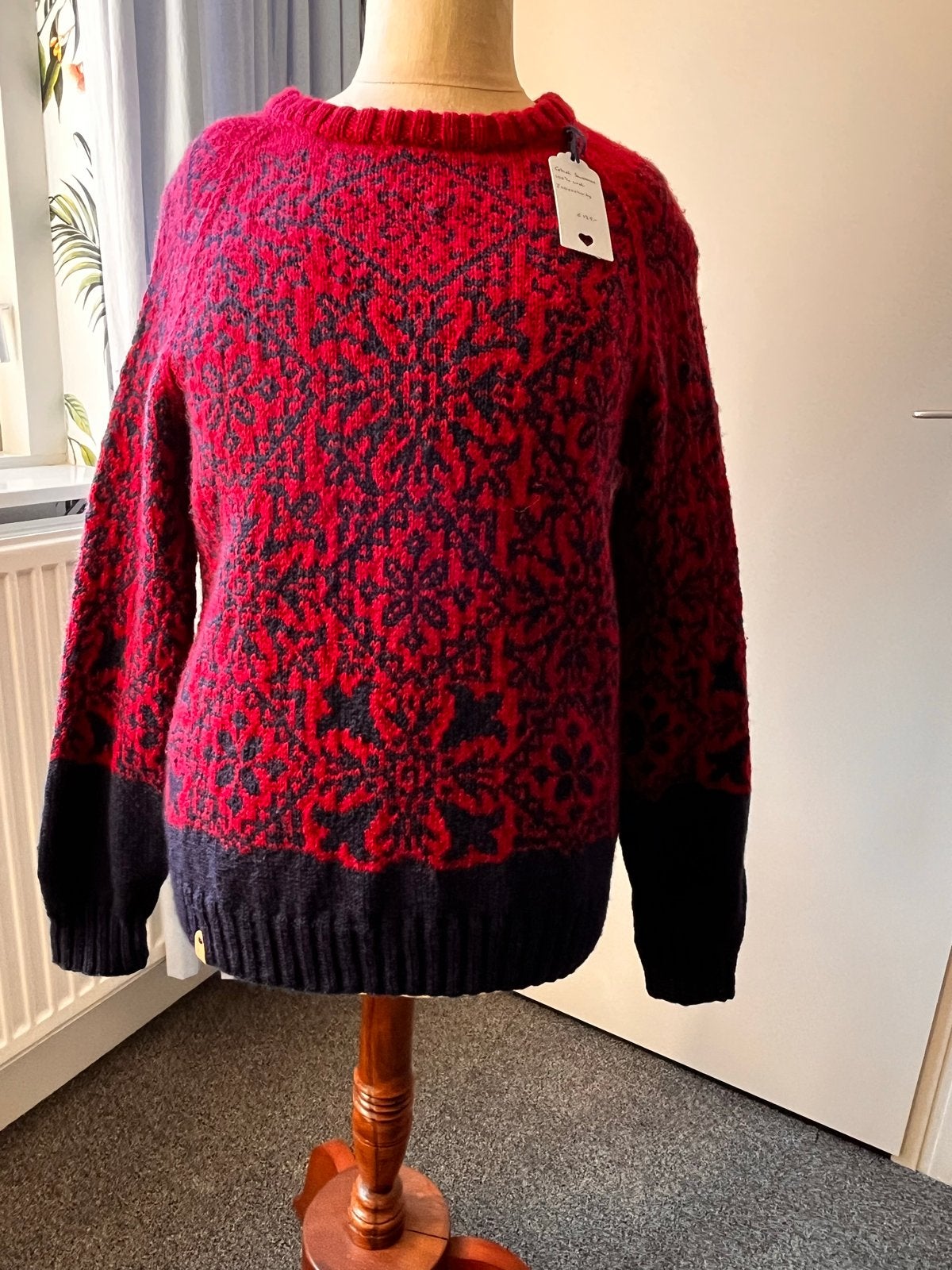 Handgebreide Merino Wol Trui - Maat M/L, Ophalen of Verzenden, Nieuw, Maat 38/40 (M), Rood