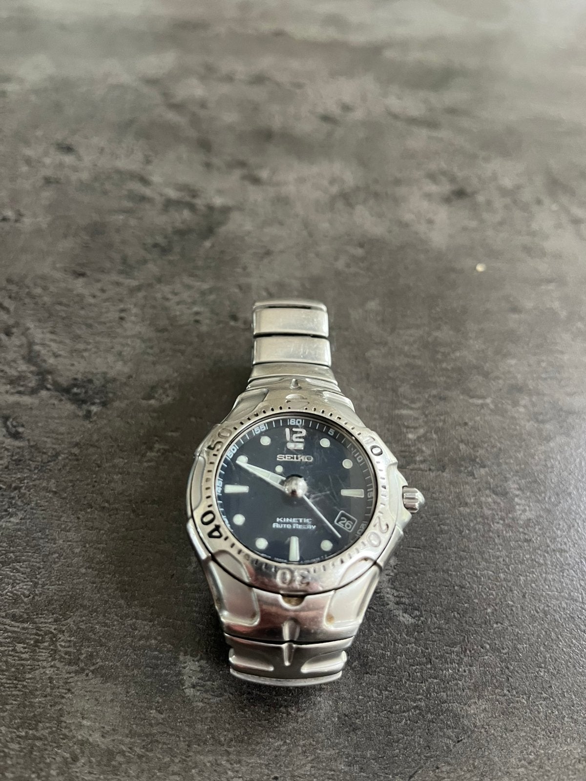 Seiko Kinetic Auto Relay – kaliber 5J22, Gebruikt, Staal, Polshorloge, Ophalen of Verzenden