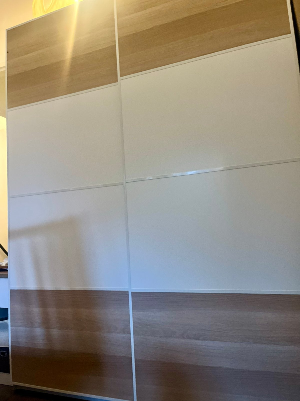 IKEA PAX / MEHAMN Kledingkastcombinatie wit/eikeneffect, Ophalen, Met plank(en), 100 tot 150 cm, 200 cm of meer
