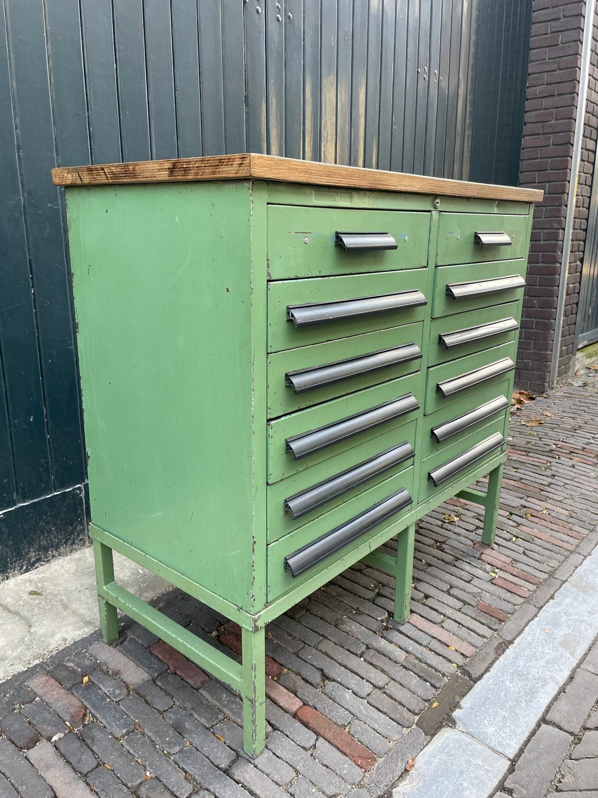 Vintage werkbank - industriële ladekast - kookeiland, Ophalen, ., Zo goed als nieuw, .