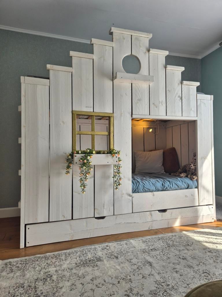 Saartje Prum vogelhuisbed White Wash, Ophalen, 85 tot 100 cm, Zo goed als nieuw, Lattenbodem