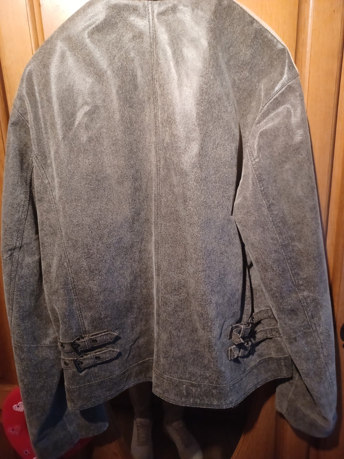 Stijlvol herenjack in grijs met strepen leder nieuw, Ophalen, Onbekend, Grijs, Maat 56/58 (XL)