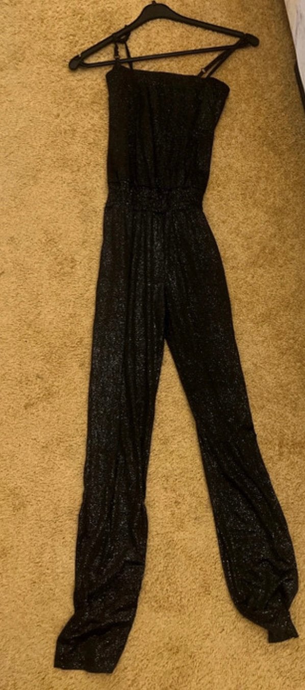 Zwarte glitter jumpsuit, Ophalen of Verzenden, Zo goed als nieuw, Zwart