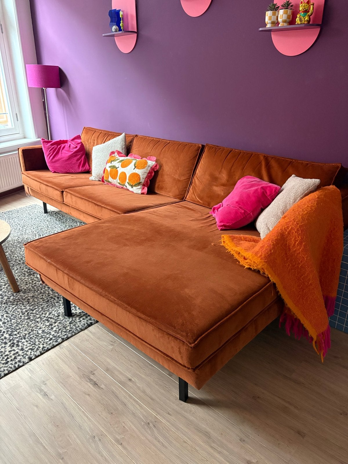 Woood Hoekbank Roestkleur - Opknapper, Huis en Inrichting, Banken | Bankstellen, Ophalen, 250 tot 300 cm, Gebruikt, 100 tot 125 cm