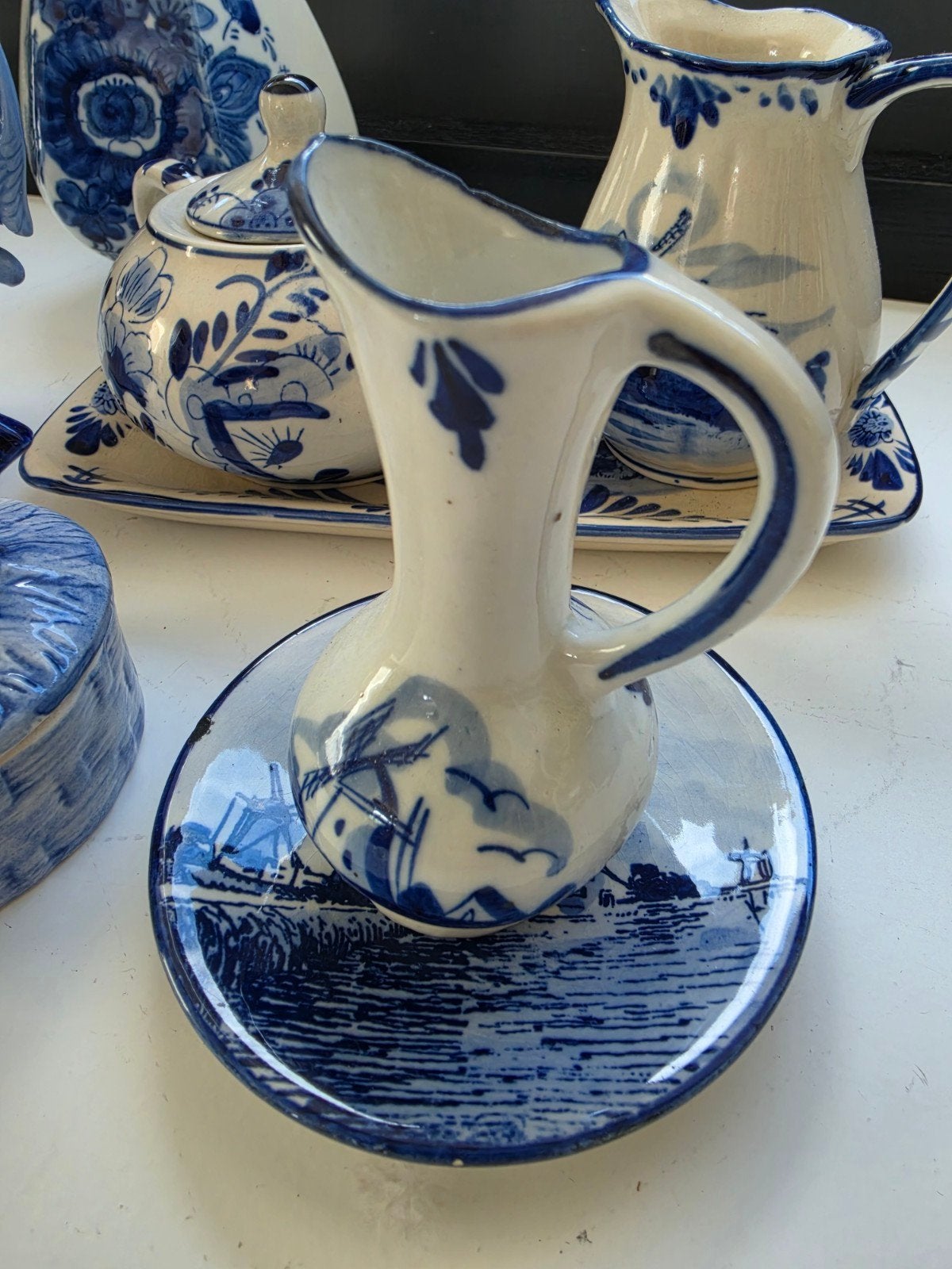 Delfts Blauw Serviesje en Vaas, Ophalen of Verzenden