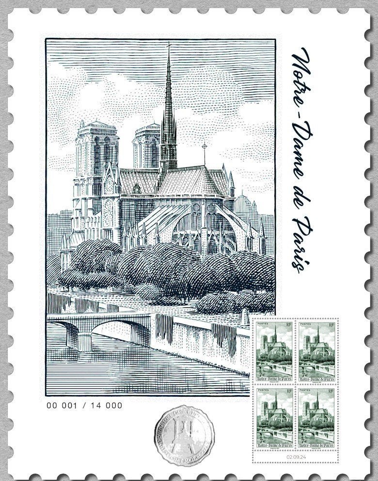 Jaar 2024 Y&T 776A Affiche Notre Dame de Paris avec 4 timbre, Postzegels en Munten, Ophalen of Verzenden, Postfris