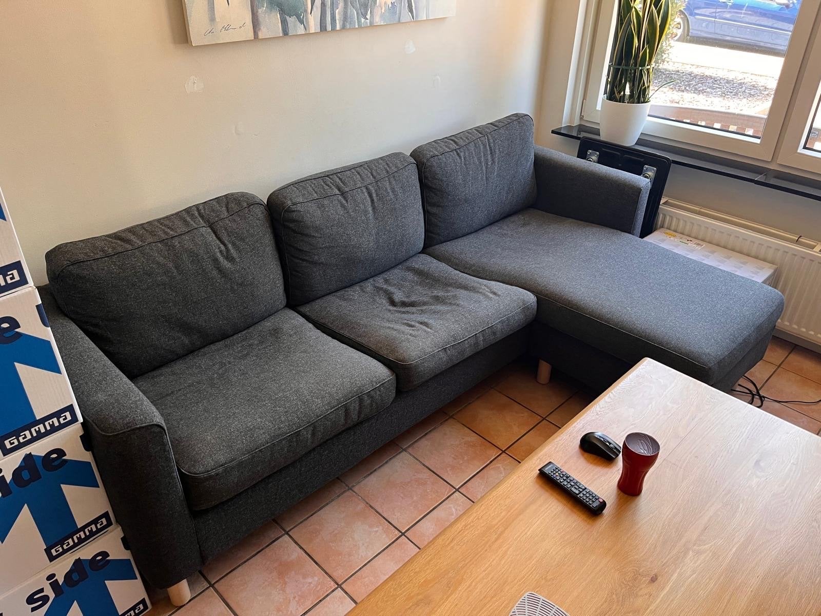 IKEA PÄRUP Hoekbank met chaise longue - Grijs, Huis en Inrichting, Banken | Bankstellen, Ophalen, Gebruikt, 125 tot 150 cm, Hoekbank