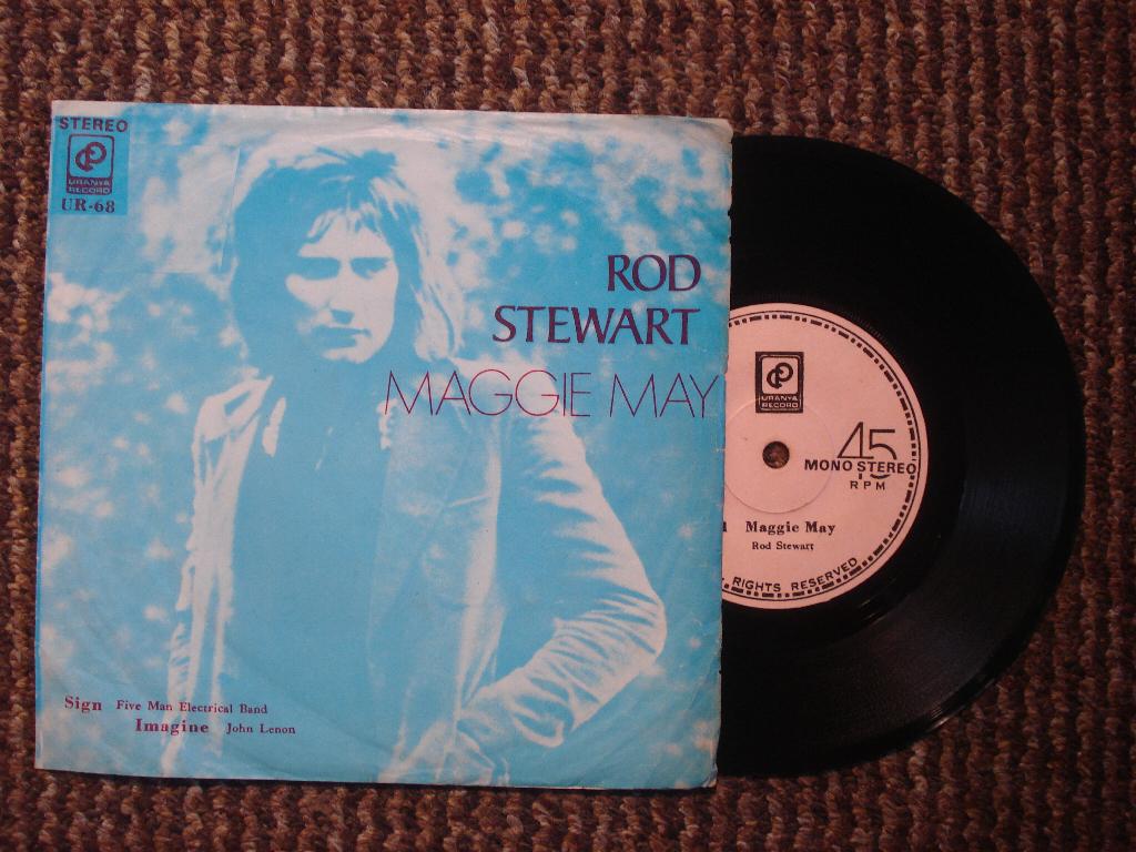 Rod Stewart 7" Vinyl EP: ‘Maggie May’ (Maleisië) John Lennon, Gebruikt, 7 inch, Ophalen of Verzenden, Pop