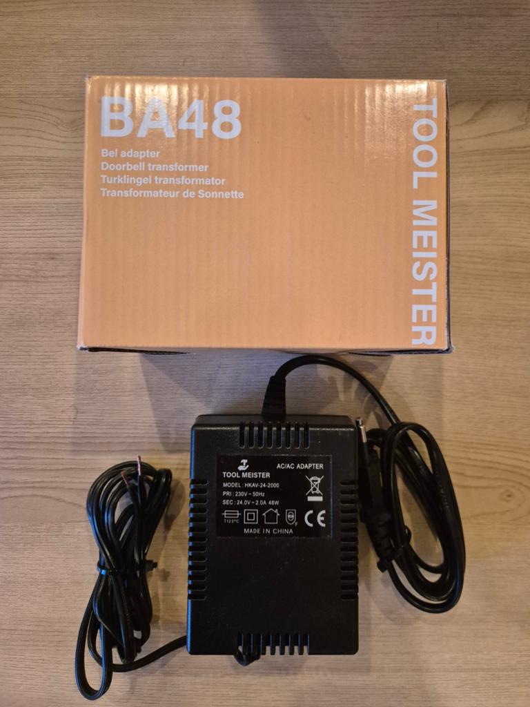 Toolmeister 24V 2A voeding/beladapter 48W (bv. Eufy cam/bel), Verzenden, Nieuw, Overige typen