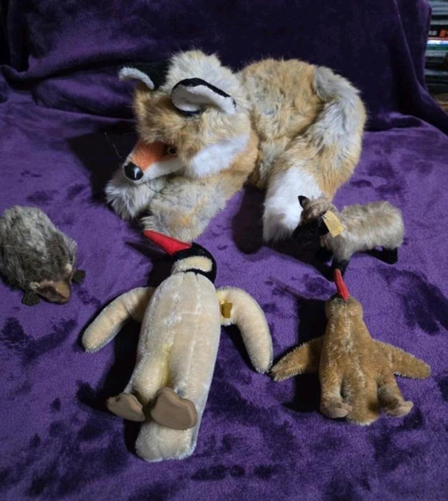 5 Vintage Steiff Dieren: Vos,2 Pinguïns, geit, Egel, Ophalen of Verzenden