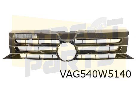 Volkswagen T5 II (10/09-7/15) grille (NPU glanszwart / chrom, -, -, Nieuw, Bumper