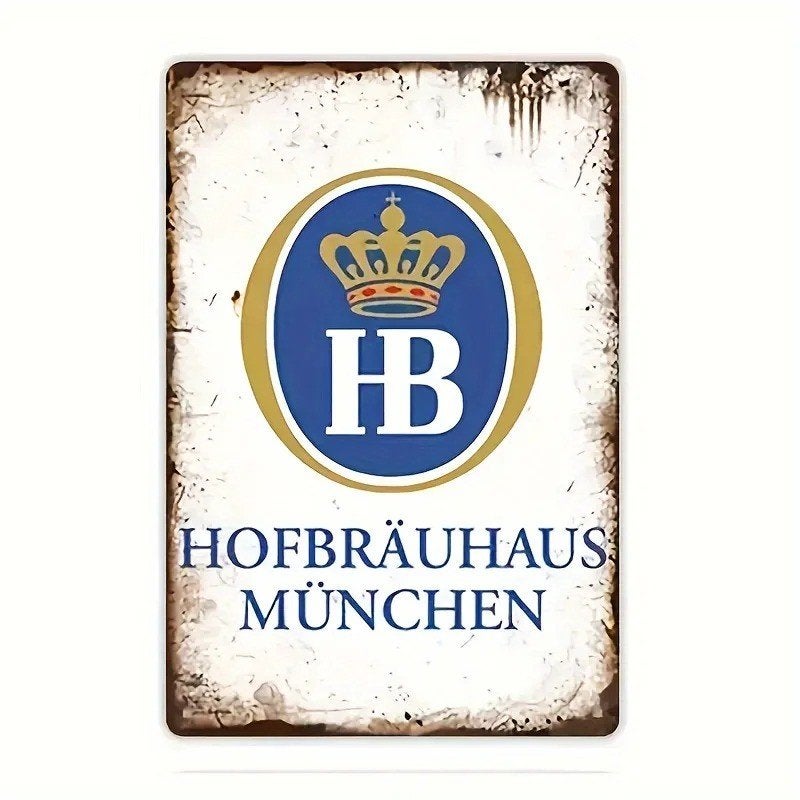 Vintage metalen bordje Hofbrauhaus (30x20cm)