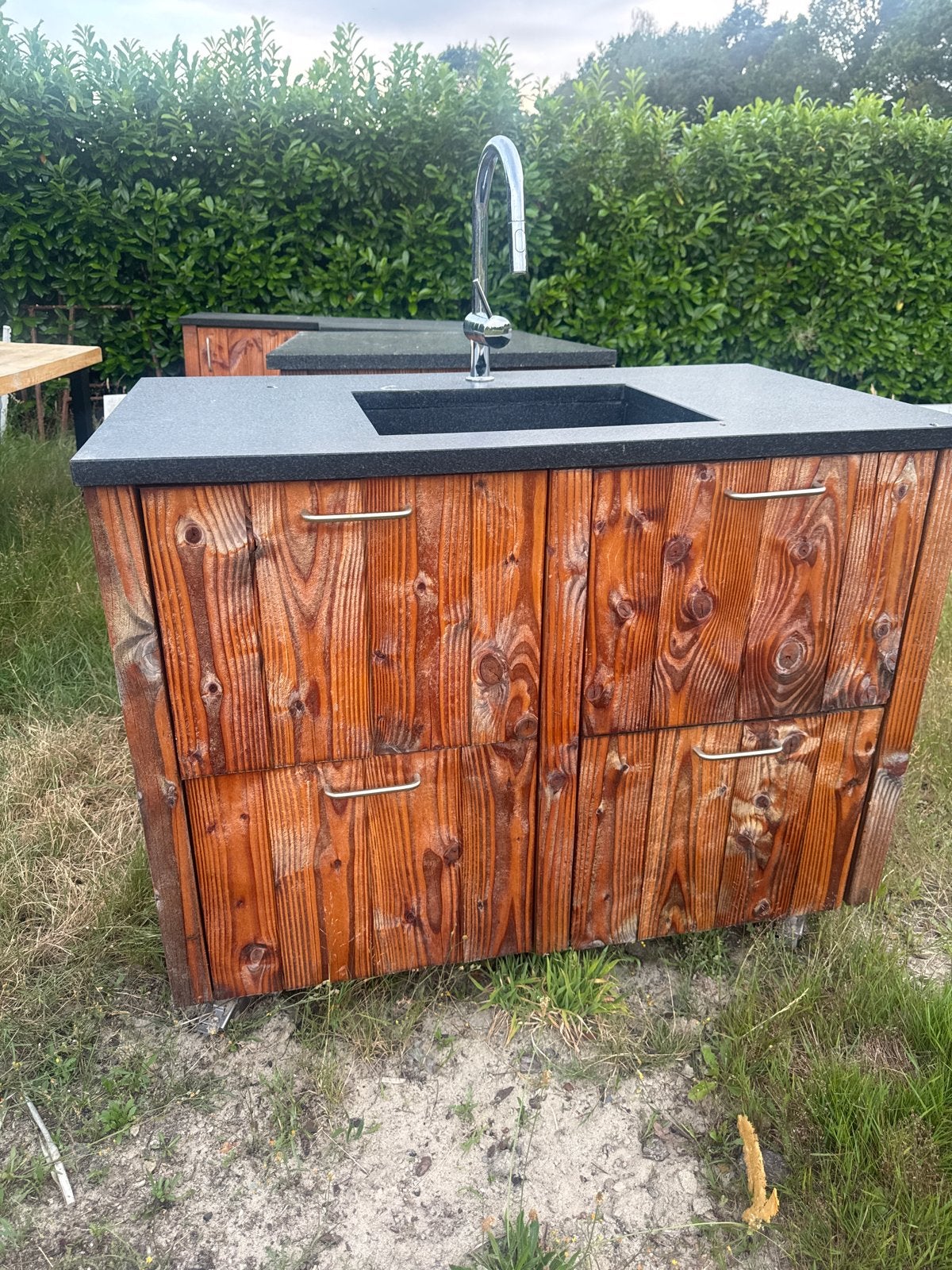 Buitenkeuken met spoelbak en kraan, Ophalen of Verzenden, Gebruikt, Gas, Vrijstaand