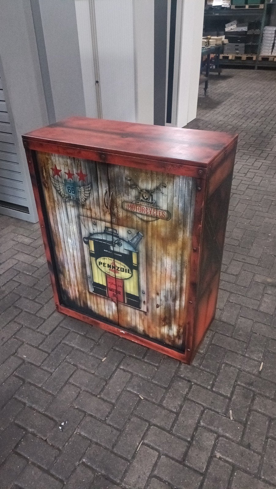 Special Paint metalen roldeurkast (stoer voor in mancave), Special paint roldeurkasten, mancave kast , Garage kast, R, 100 tot 150 cm