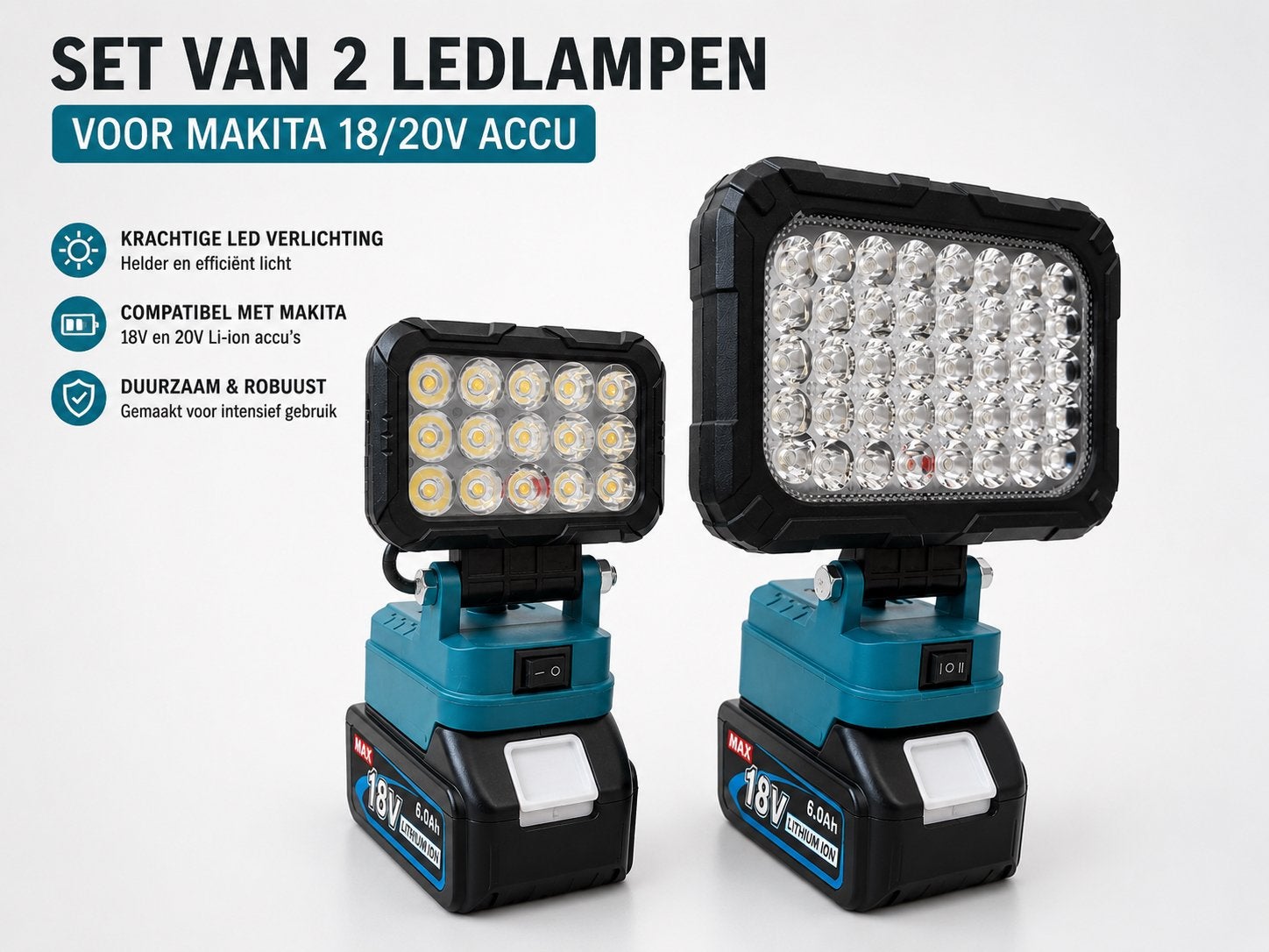 SETDEAL | 2 LED Werklamp – voor Makita 18V accu, NL, Nieuw, Lineaxpro@gmail.com, Ophalen of Verzenden