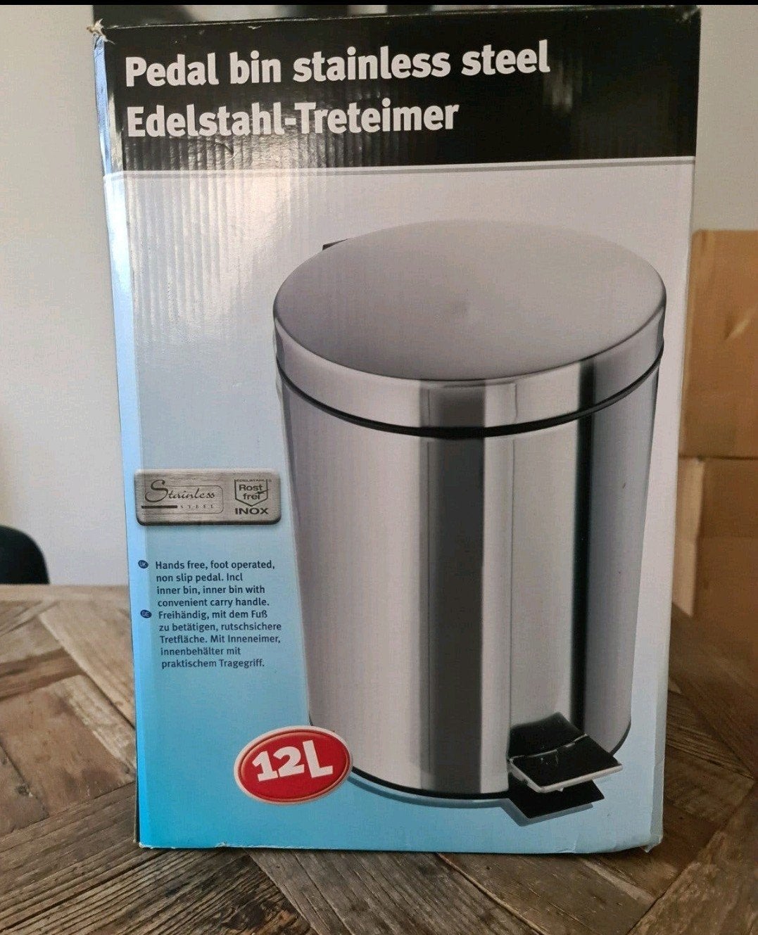 RVS Pedaalemmer 12L - Nieuw in doos, Ophalen of Verzenden, Nieuw, Rvs