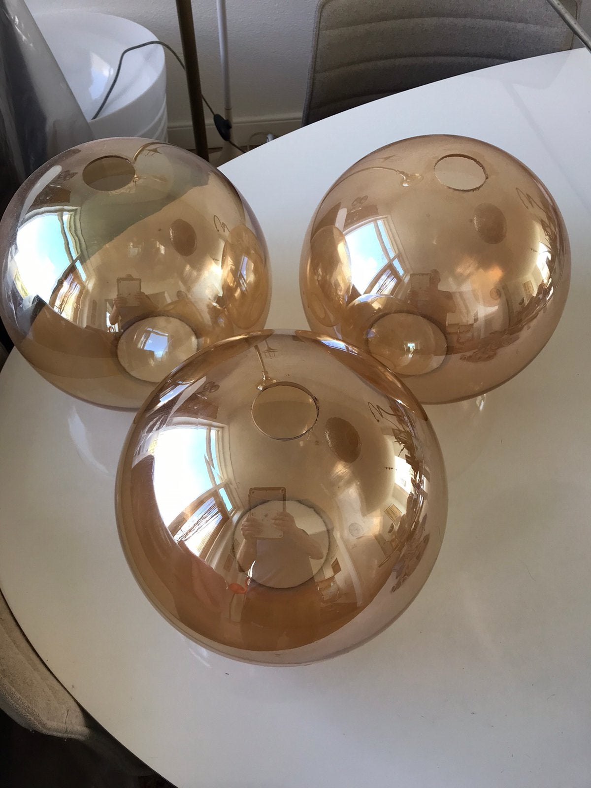 3 glazen glasbollen bol lamp hanglamp tafellamp vloerlamp, Ophalen, Zo goed als nieuw