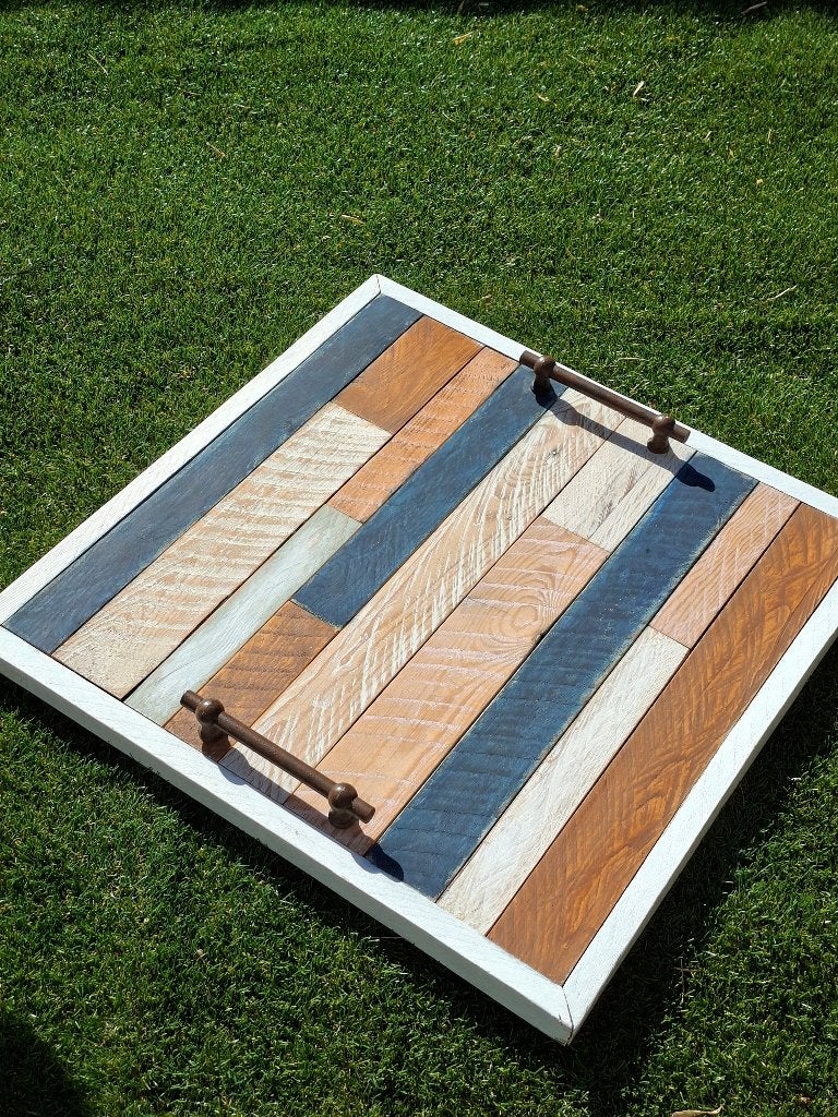 Leuk Dienblad met metalen handvatten, Huis en Inrichting, Woonaccessoires | Dienbladen, Ophalen, Rond, Hout