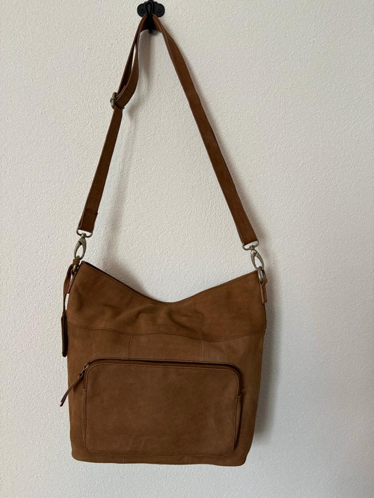 Burkely Leren Schoudertas - 36cm breed, 32cm hoog, Ophalen of Verzenden, Zo goed als nieuw, Bruin, Leer