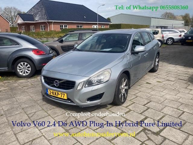 VOLVO V60 D6 215pk Plug-In Hybrid Pure Limited Voll Opties, Auto's, Euro 5, Zwart, 1848 kg, Zilver of Grijs