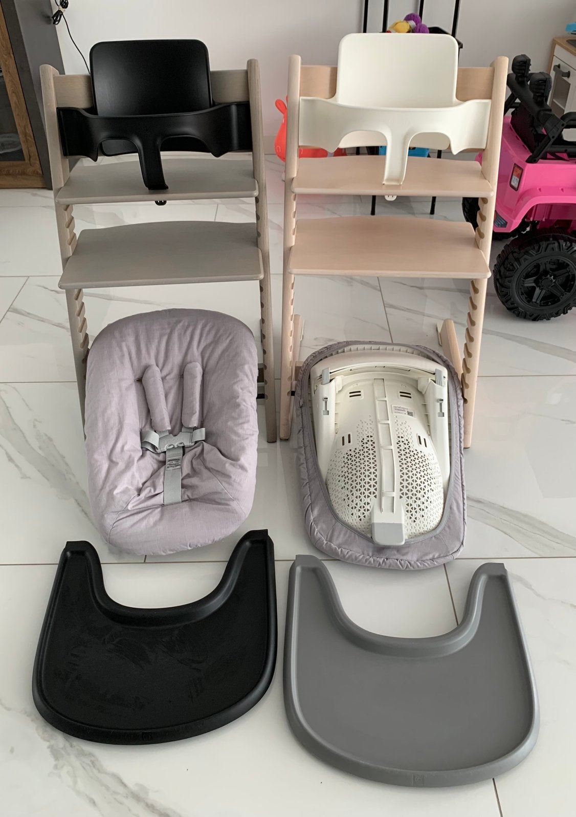 Nette STOKKE Grey Wash Oak & White Wash / Newborn 2 Standen, Ophalen of Verzenden, Zo goed als nieuw, Meegroeistoel, Stoelverkleiner
