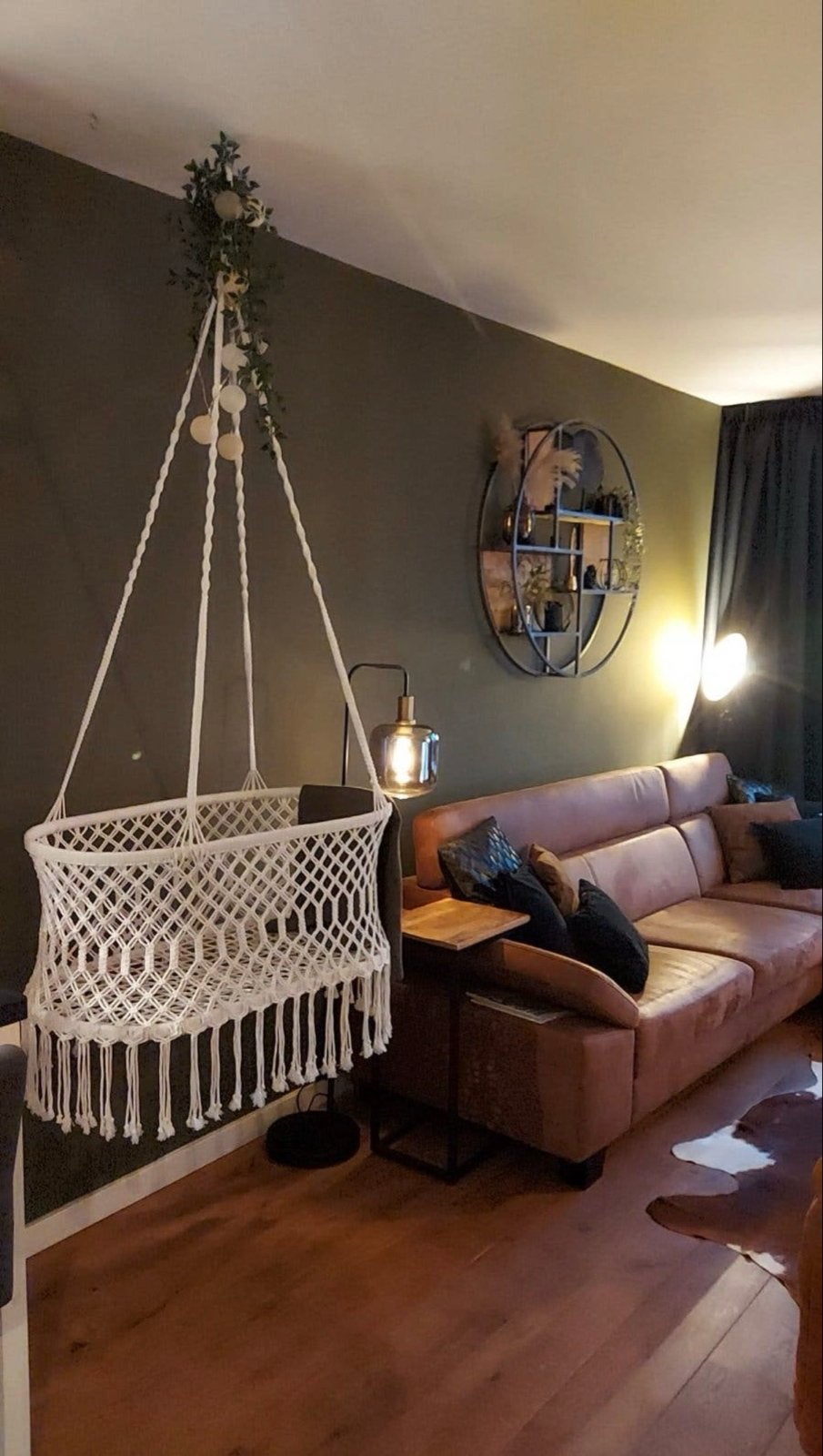 Macramé hangwieg inclusief matrasje, Ophalen of Verzenden, Zo goed als nieuw, Wieg