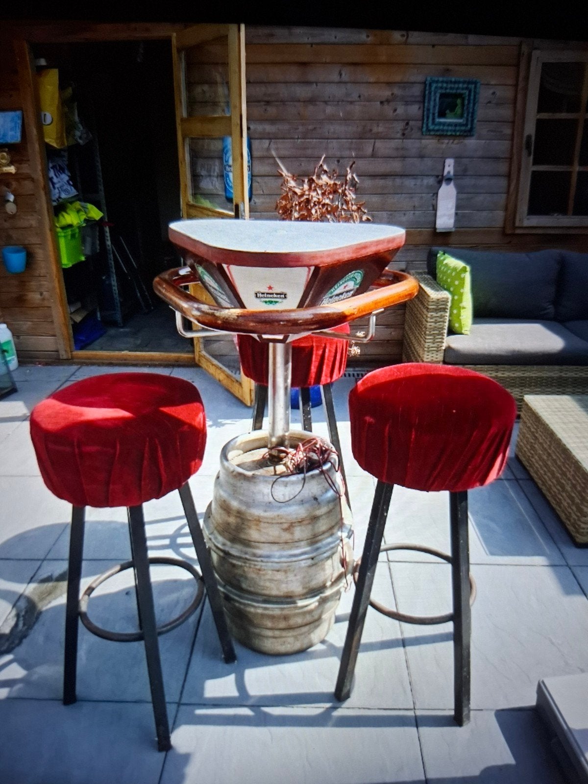 exclusieve bartafel met 3 barkrukken, Ophalen, 90 cm of meer