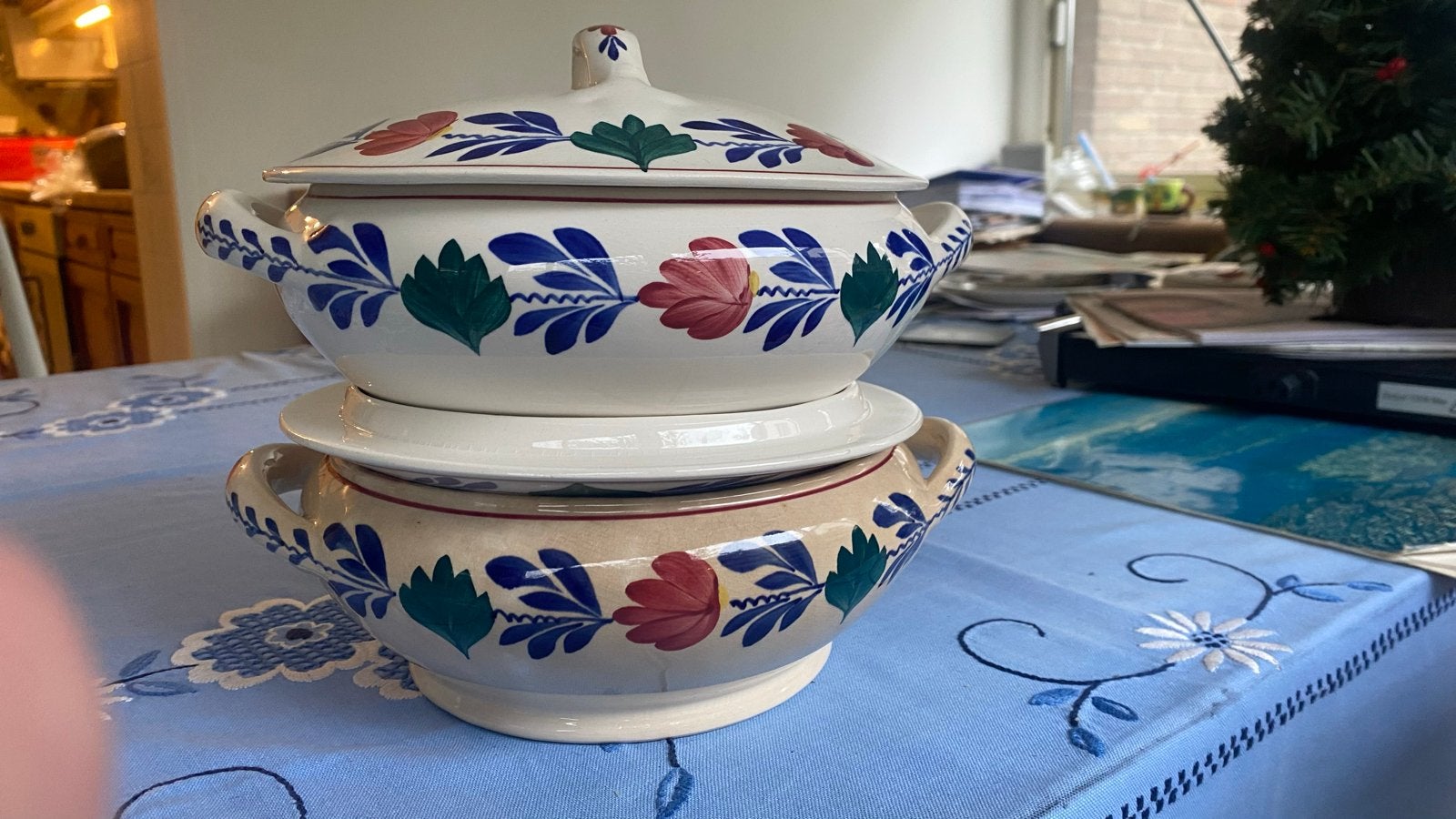 Set van 2 vintage boerenbont dekschalen - 2 stuks €15, Ophalen