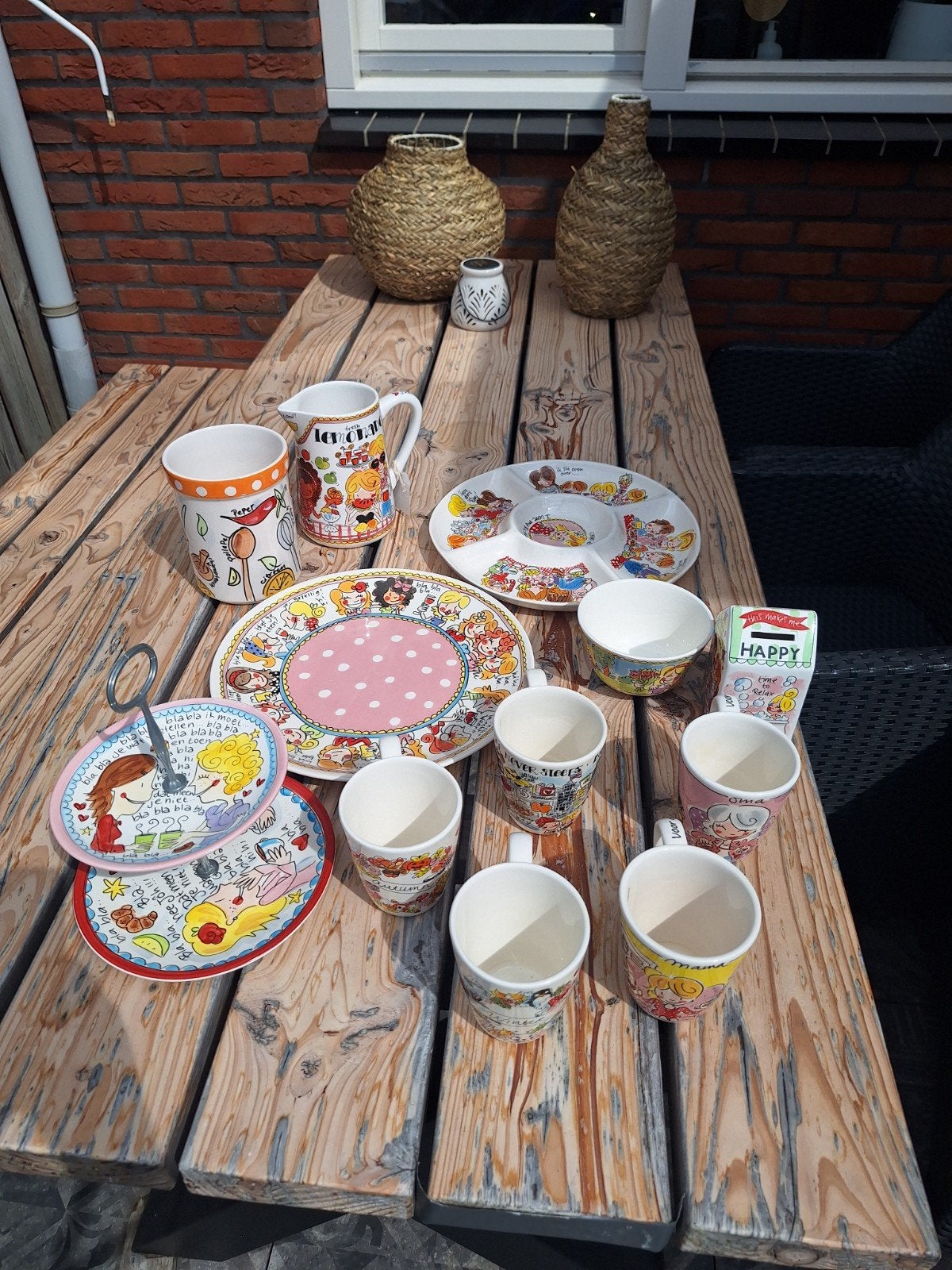 Blond Amsterdam servies: borden, kommen,mokken,kan,spaarpo, Ophalen, Gebruikt, Keramiek, Bord(en)