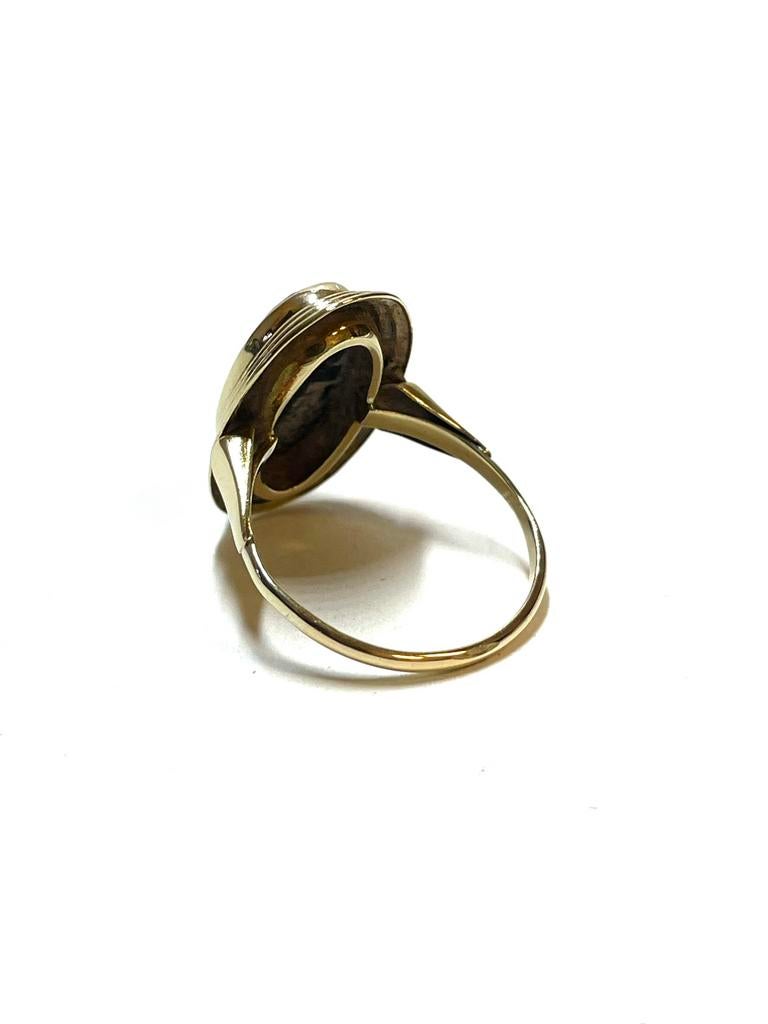 14k gouden ring met een hematiet, -, -, Ophalen of Verzenden, Zo goed als nieuw