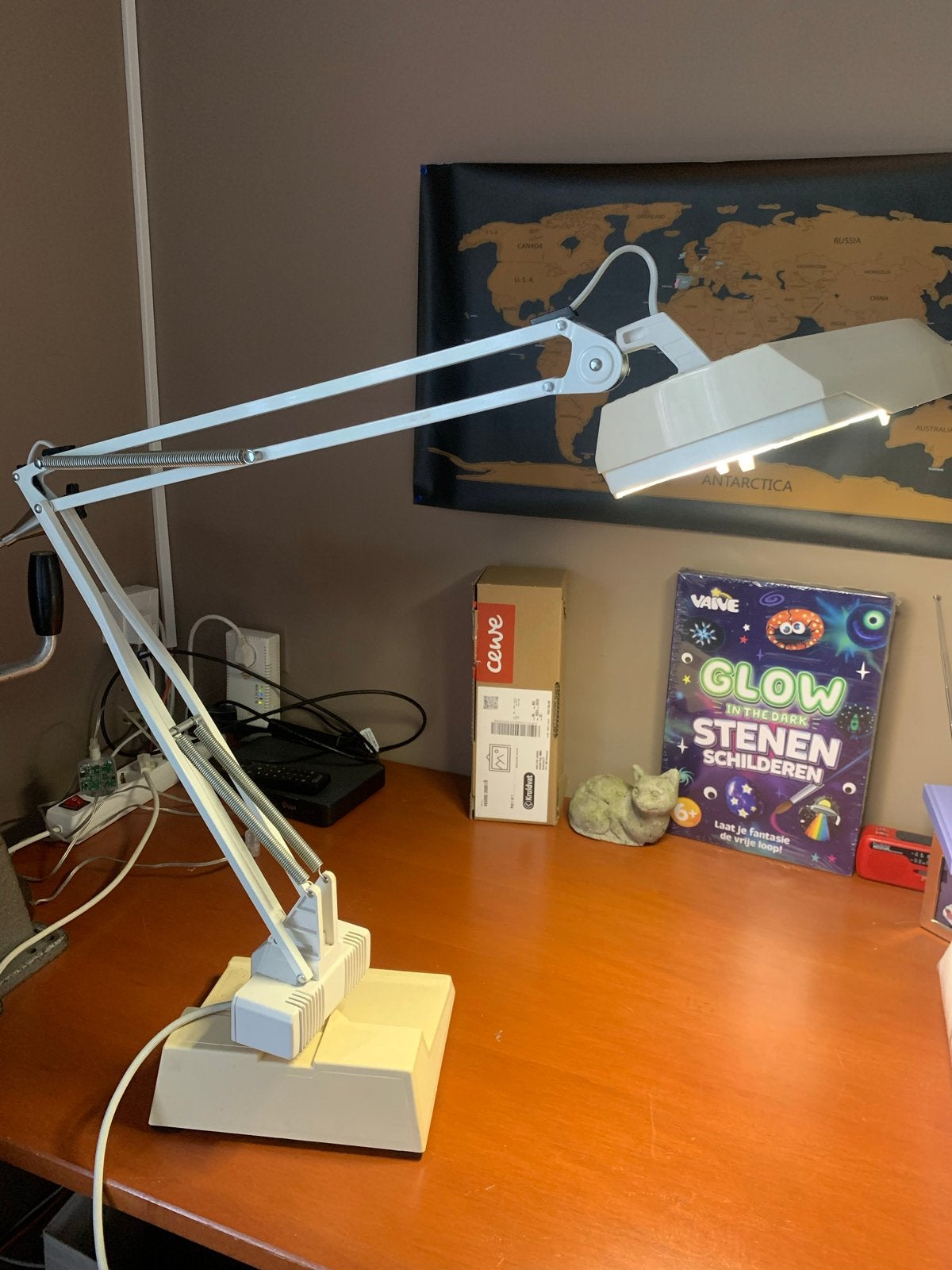 Vintage Bureaulamp met Verstelbare Arm - Wit, Ophalen, Bureaulamp, Vintage, Wit