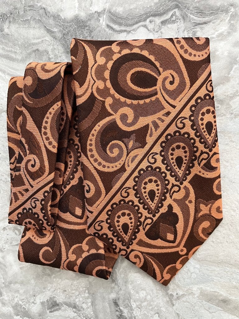 100% zijde Stropdas Oranje Bruin handgeweven -NIEUW-, Kleding | Heren, Stropdassen, Ophalen of Verzenden, Nieuw, Oranje, Met patroon