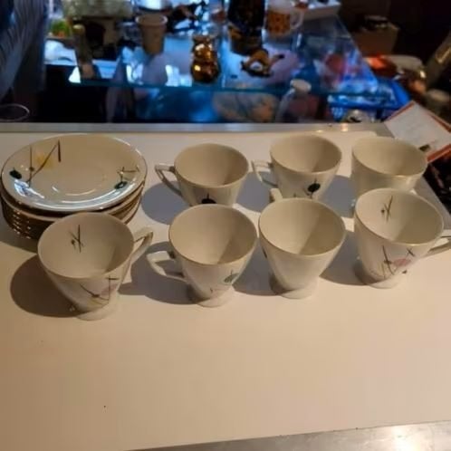 6 antieke kop en schotels, Antiek en Kunst, Ophalen of Verzenden