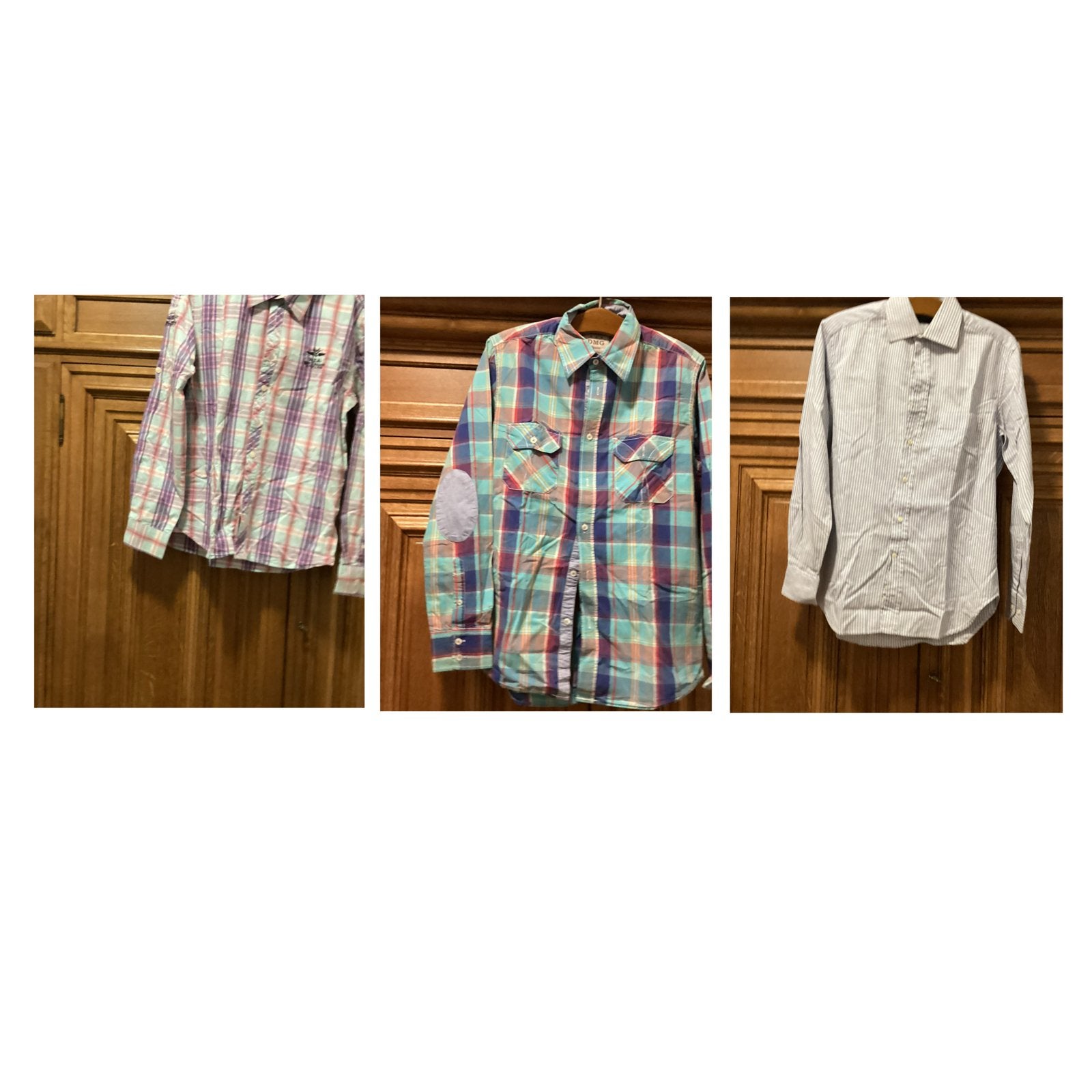 3 Herenoverhemden: Massimo Dutti, DMG Denim, NZA Auckland, Kleding | Heren, Verzenden, Gedragen, Meerkleurig, Halswijdte 41/42 (L)