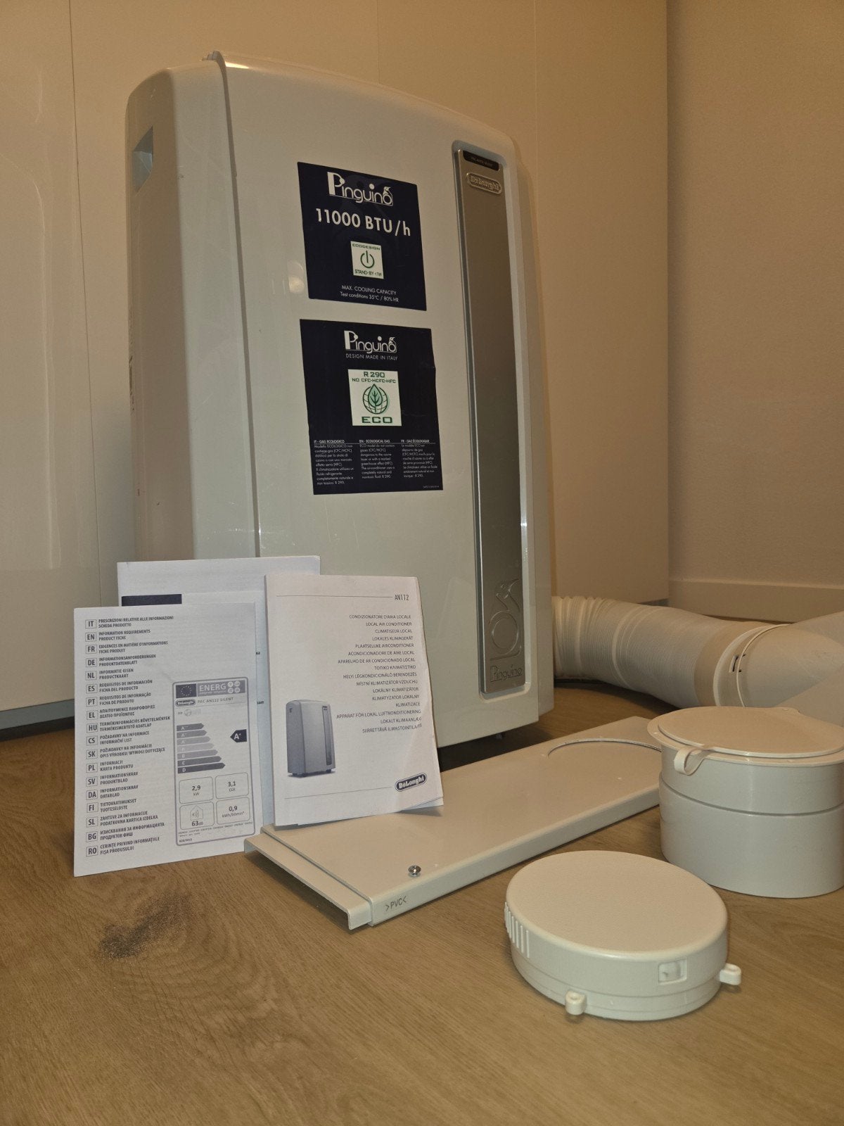 Mobiele Airco 11000 BTU/h De'Longhi Pinguino PAC AN112Silent, Ophalen, 3 snelheden of meer, Zo goed als nieuw, Energieklasse A of zuiniger