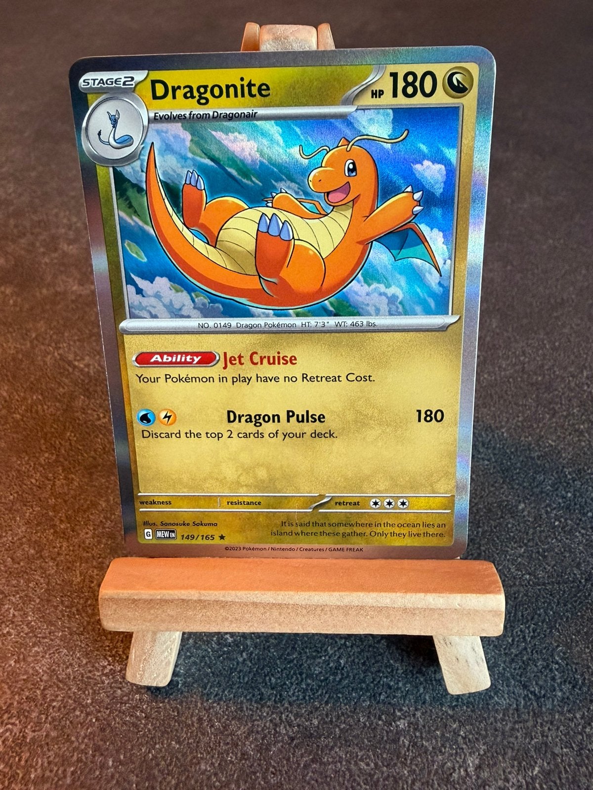 Dragonite holo 149/165 Pokémon Mew 151, Ophalen of Verzenden, Zo goed als nieuw