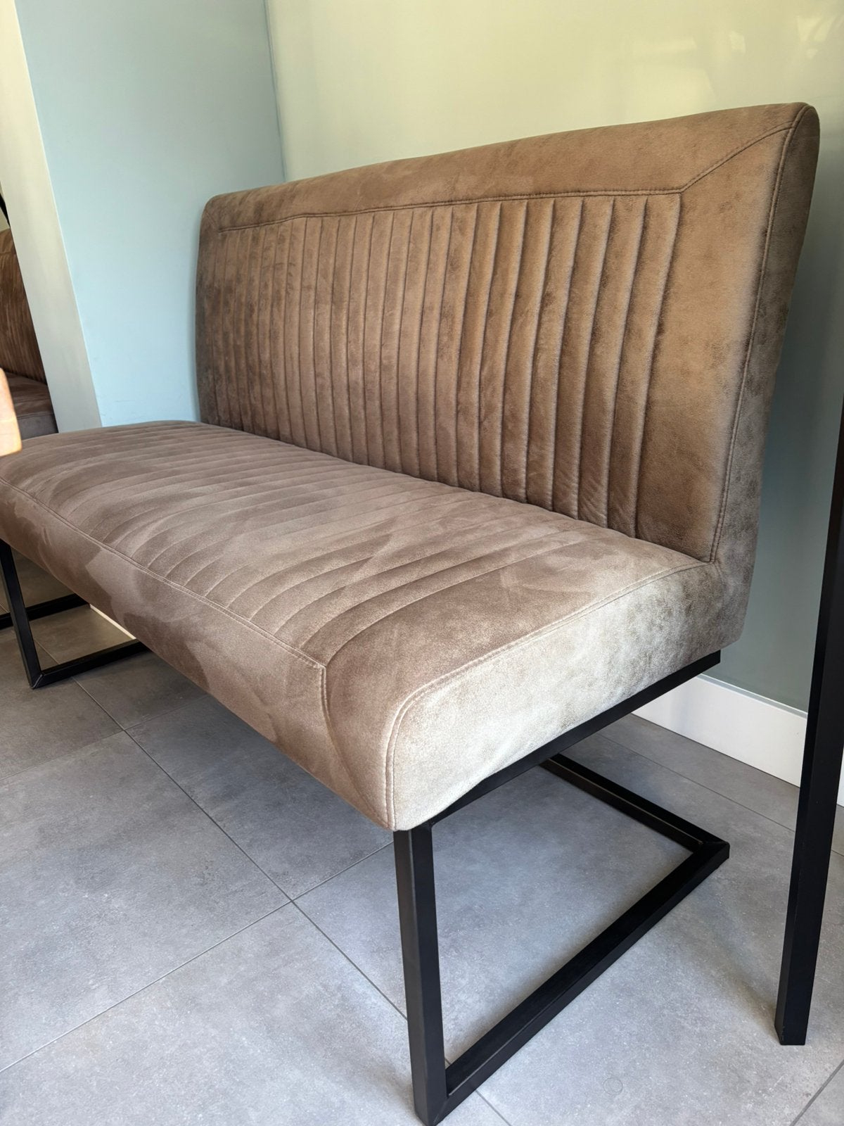 Eetkamerbank 130 cm, Ophalen, Gebruikt, Bruin, Stof