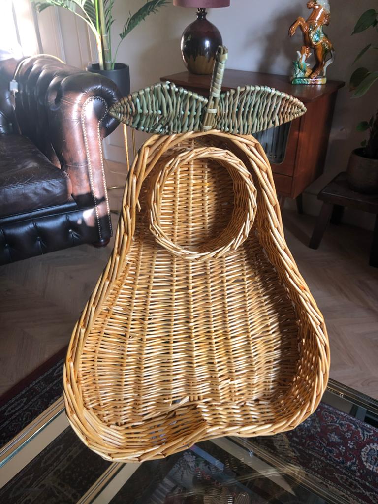 Vintage rieten perenmand - decoratieve fruitschaal, Gebruikt, Mand, Ophalen of Verzenden, Riet